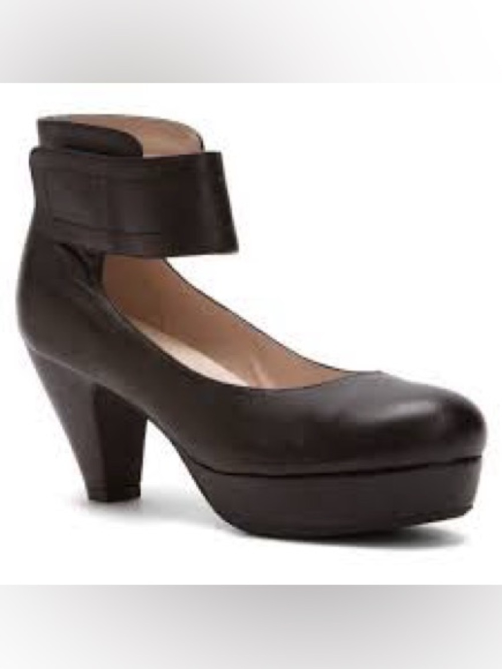 Black Sacha London Vera Vintage Black Leather Ankle-Strap Platform Heel 9.5